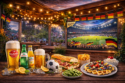 EM und WM mit Snacks und Gedränke überdacht zusammen erleben
