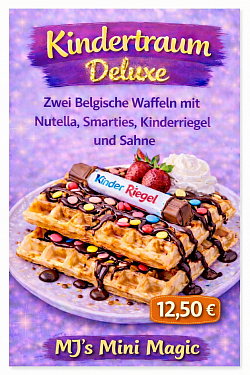Kindertraum Deluxe  Waffeln , Stadtgarten Kiosk , Speisekarte